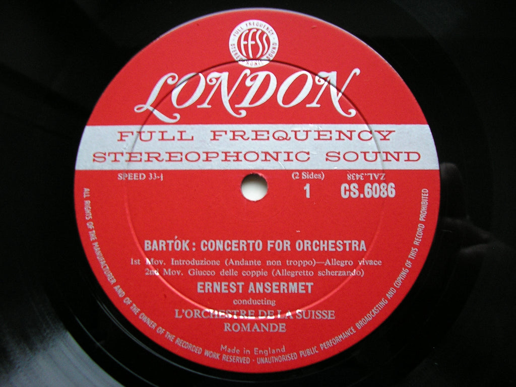 BARTOK: CONCERTO FOR ORCHESTRA   ANSERMET / SUISSE ROMANDE   CS 6086