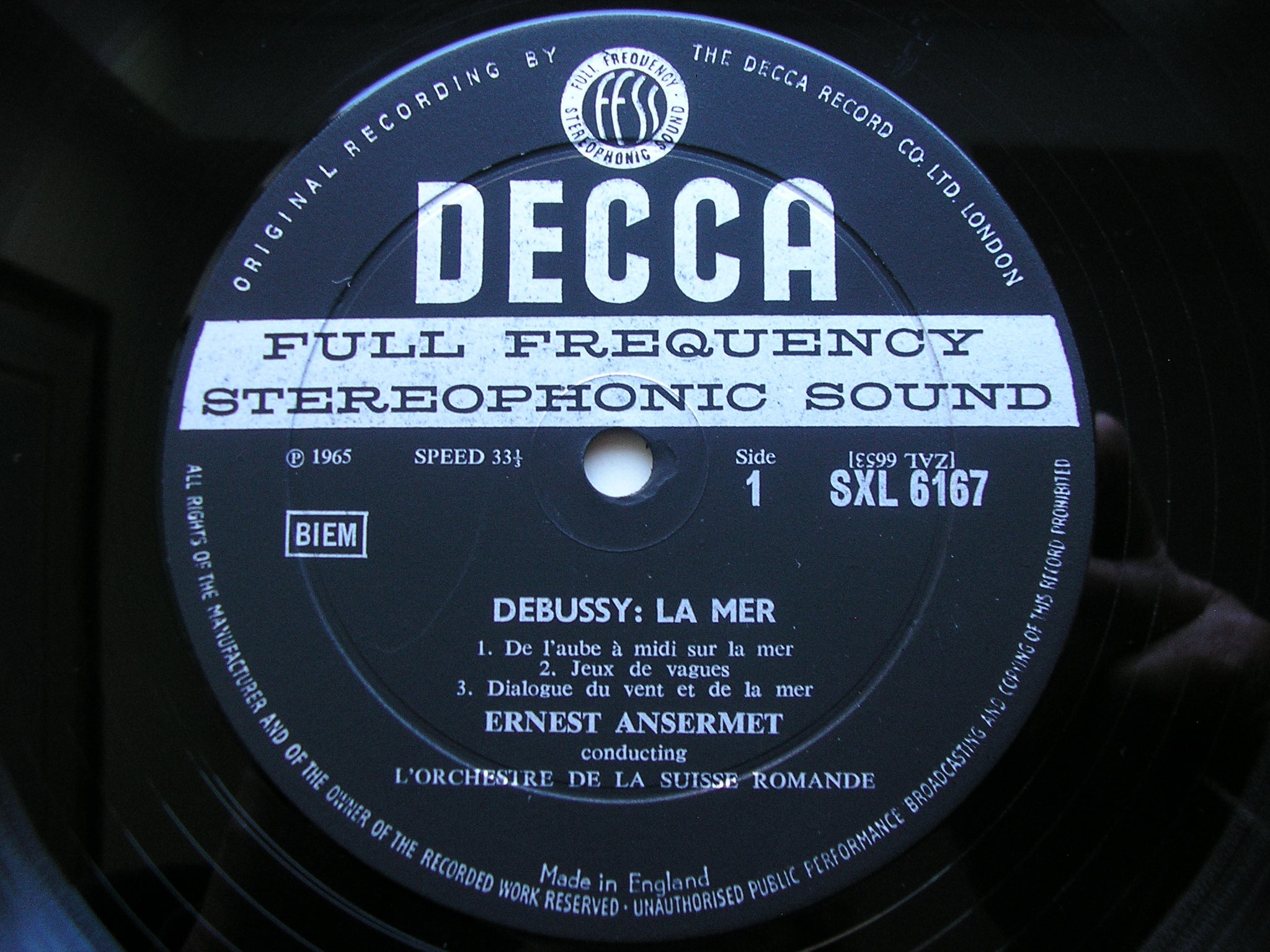 SXL 6167 ANSERMET CONDUCTS DEBUSSY: LA MER / KHAMMA / RHAPSODY ANSERMET / SUISSE ROMANDE