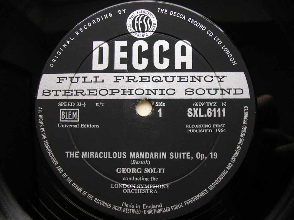 SXL 6111 BARTOK: MUSIC FOR STRINGS, PERCUSSION & CELESTA / THE MIRACULOUS MANDARIN SOLTI / LONDON SYMPHONY