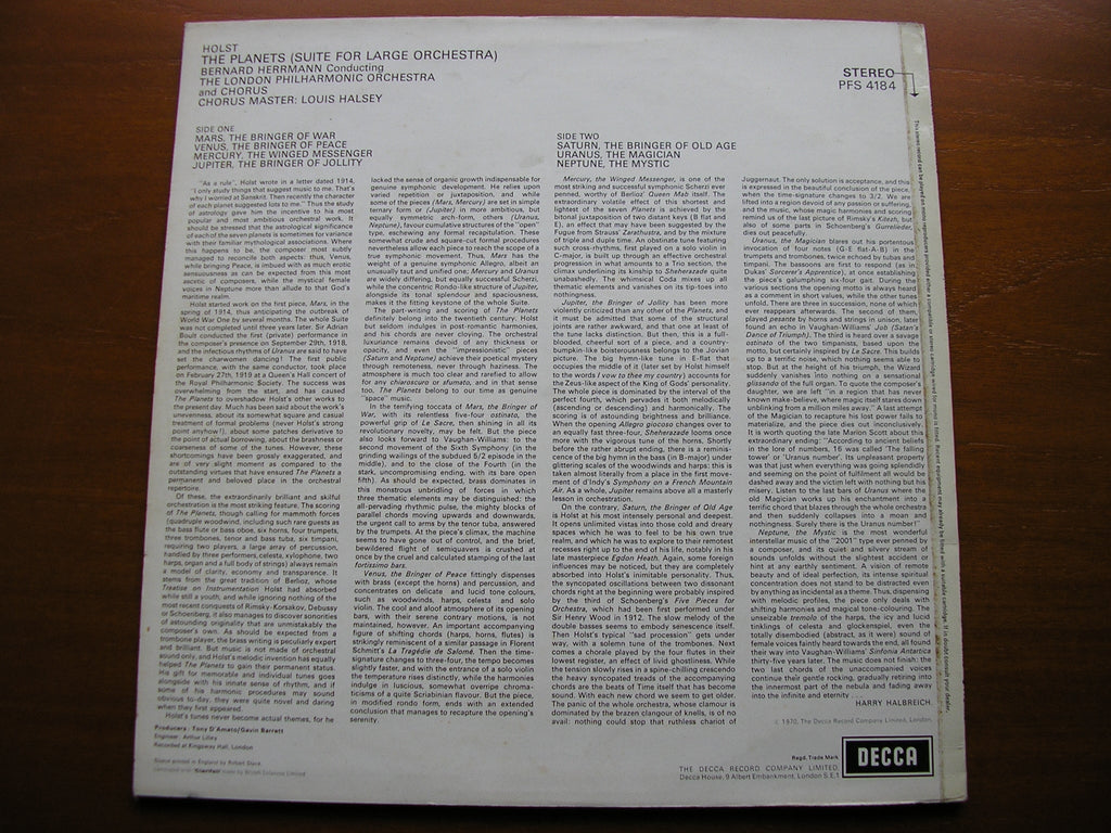 HOLST: THE PLANETS    HERRMANN / LONDON PHILHARMONIC   PFS 4184
