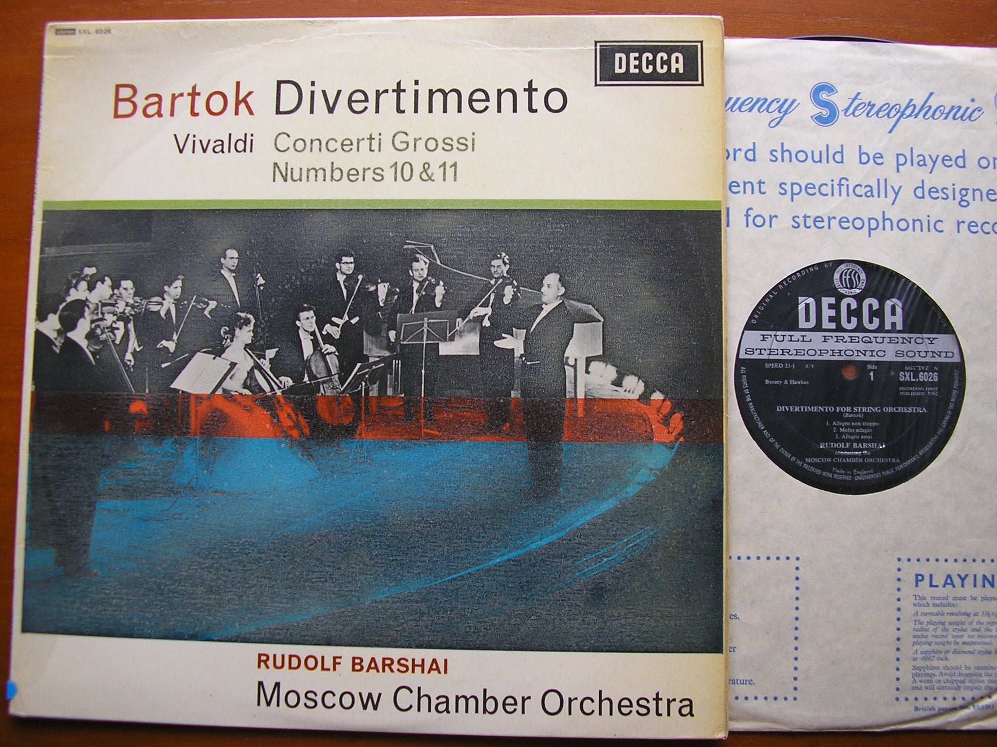 SXL 6026 BARTOK: DIVERTIMENTO / VIVALDI: TWO CONCERTI GROSSI Op. 3 BARSHAI / MOSCOW CHAMBER ORCHESTRA