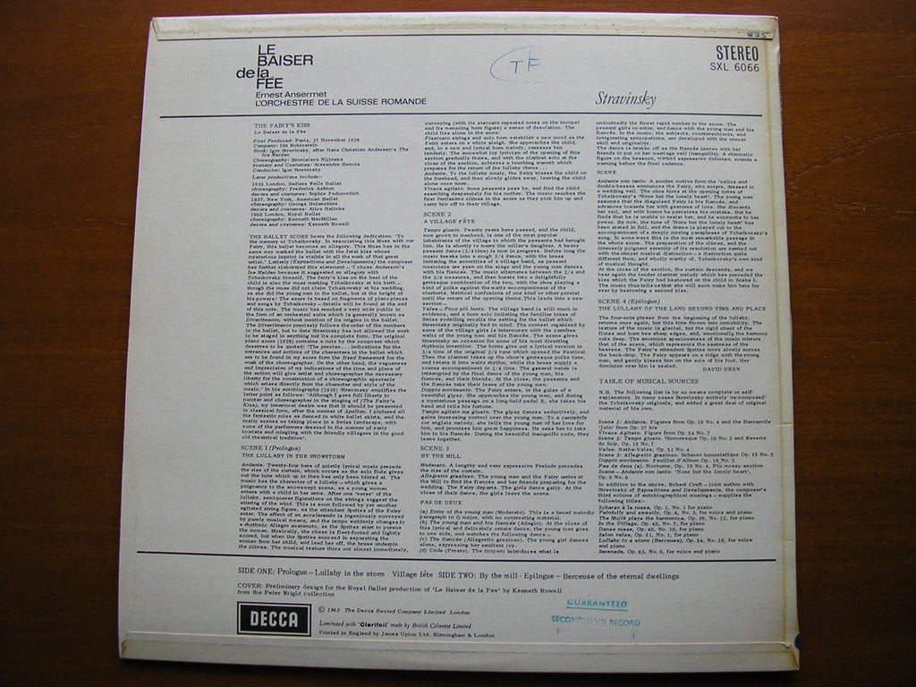 SXL 6066 STRAVINSKY: LE BAISER DE LA FEE ANSERMET / SUISSE ROMANDE