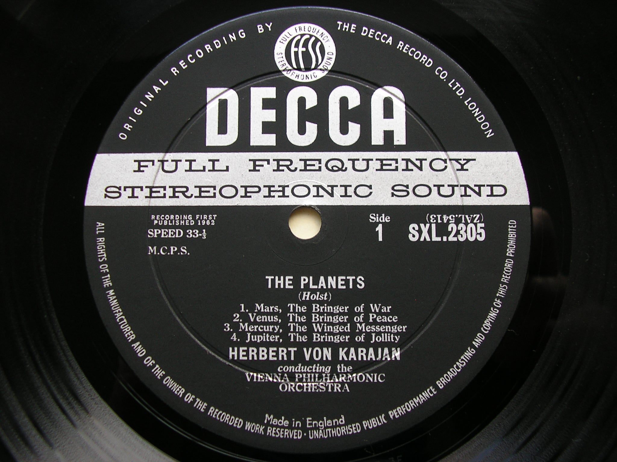SXL 2305 HOLST: THE PLANETS KARAJAN / VIENNA PHILHARMONIC