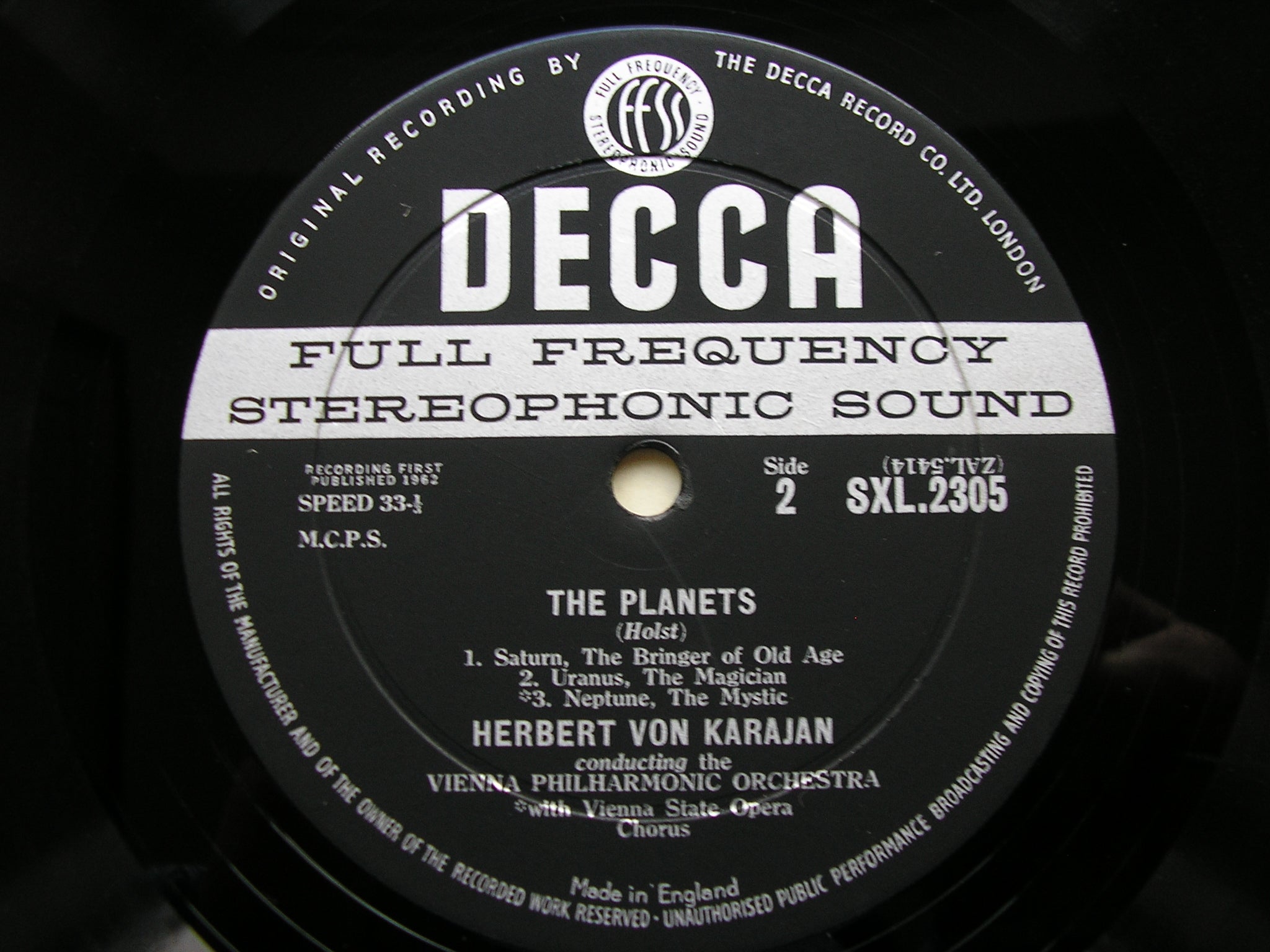 SXL 2305 HOLST: THE PLANETS KARAJAN / VIENNA PHILHARMONIC