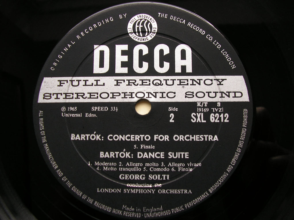 SXL 6212 BARTOK: CONCERTO FOR ORCHESTRA / DANCE SUITE SOLTI / LONDON SYMPHONY