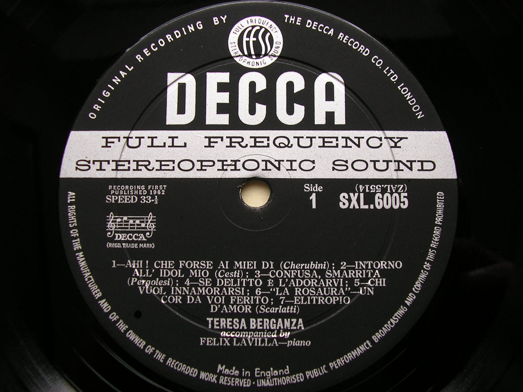 SXL 6005 SPANISH & ITALIAN SONGS TERESA BERGANZA / FELIX LAVILLA