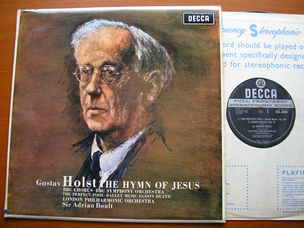 SXL 6006 HOLST: THE HYMN OF JESUS / THE PERFECT FOOL / EGDON HEATH BOULT / LONDON PHILHARMONIC