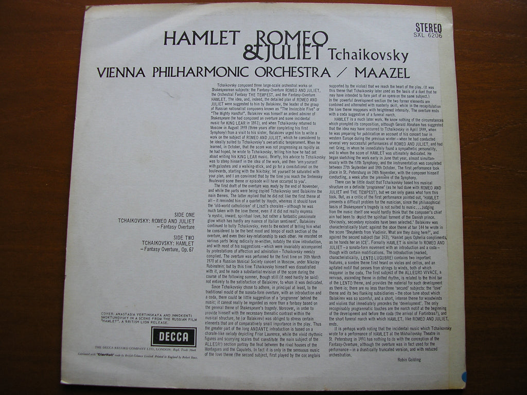 SXL 6206 TCHAIKOVSKY: ROMEO & JULIET / HAMLET MAAZEL / VIENNA PHILHARMONIC