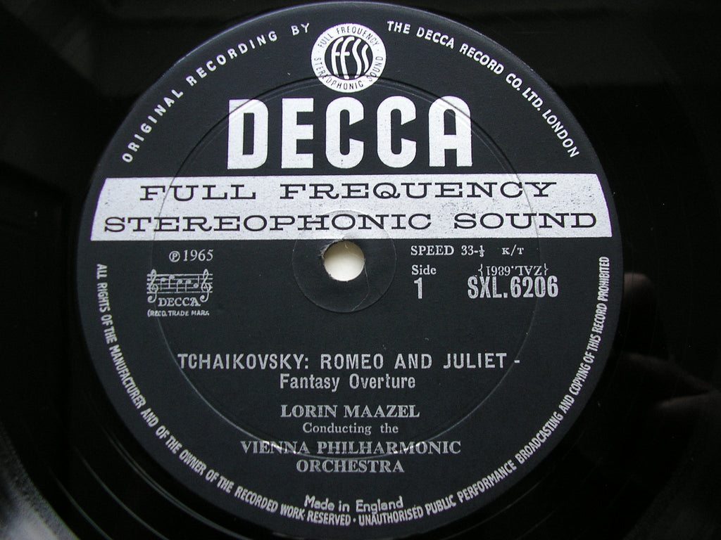 SXL 6206 TCHAIKOVSKY: ROMEO & JULIET / HAMLET MAAZEL / VIENNA PHILHARMONIC