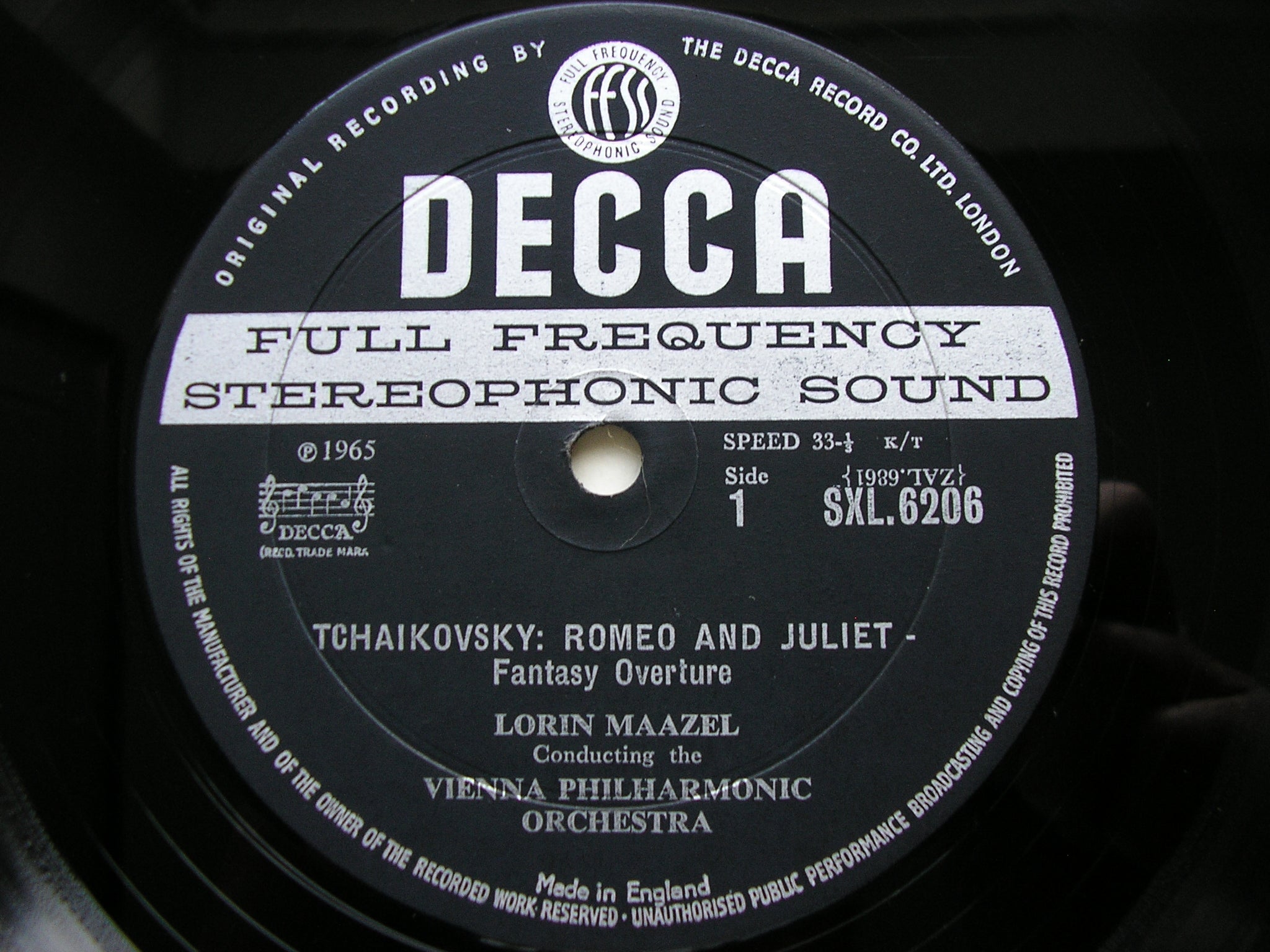 SXL 6206 TCHAIKOVSKY: ROMEO & JULIET / HAMLET MAAZEL / VIENNA PHILHARMONIC
