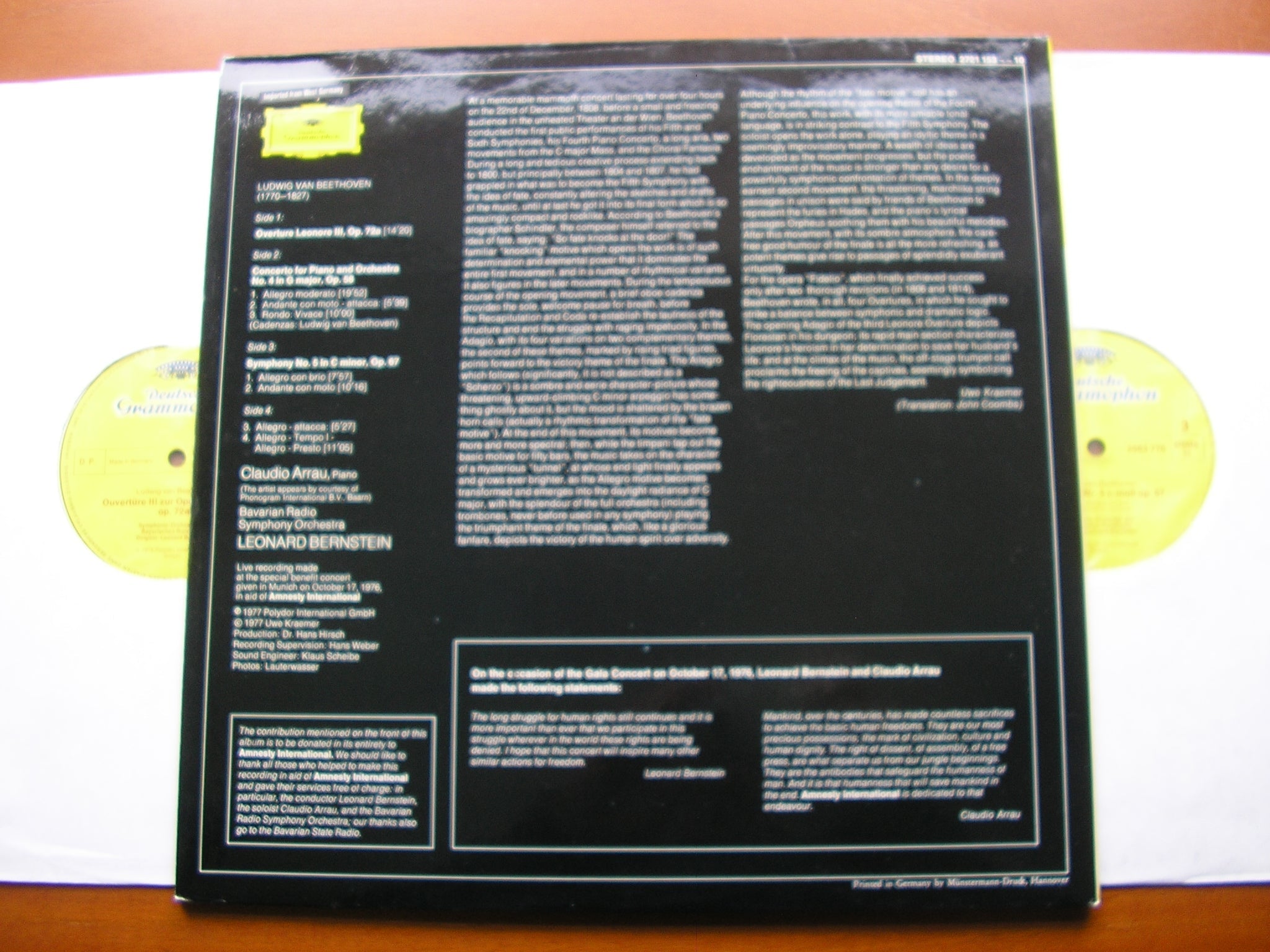 BEETHOVEN: SYMPHONY No. 5 / PIANO CONCERTO No. 4 / LEONORA No. 3    ARRAU / BAVARIAN RADIO SYMPHONY / BERNSTEIN     2721 153