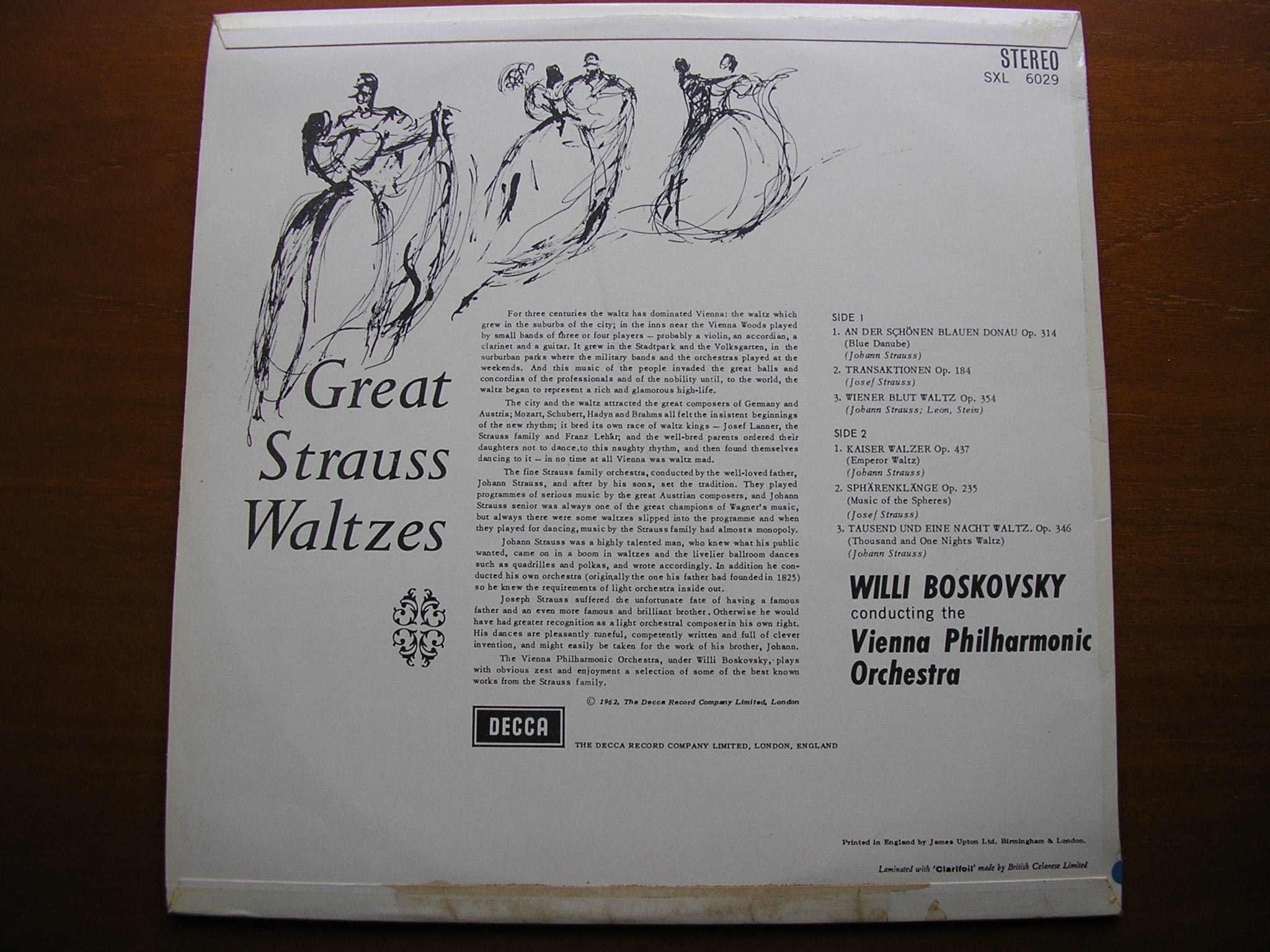 SXL 6029 GREAT STRAUSS WALTZES BOSKOVSKY / VIENNA PHILHARMONIC