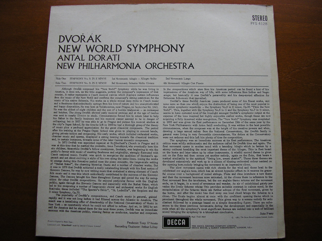 DVORAK: SYMPHONY No. 9    DORATI / NEW PHILHARMONIA ORCHESTRA   PFS 4128