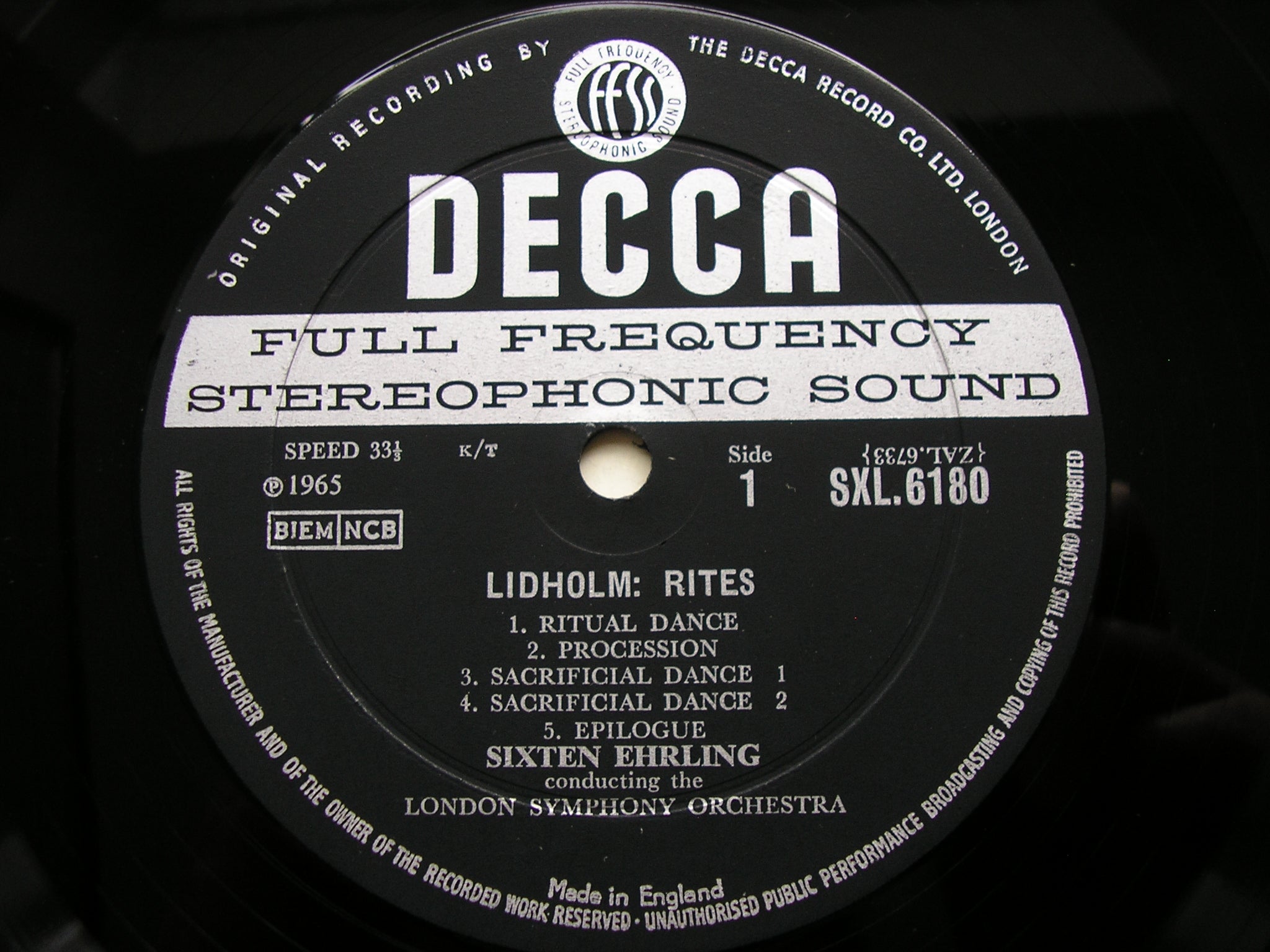 SXL 6180 LIDHOLM / ROSENBERG / BLOMDAHL: ORCHESTRAL MUSIC LEYGRAF / EHRLING / LONDON SYMPHONY