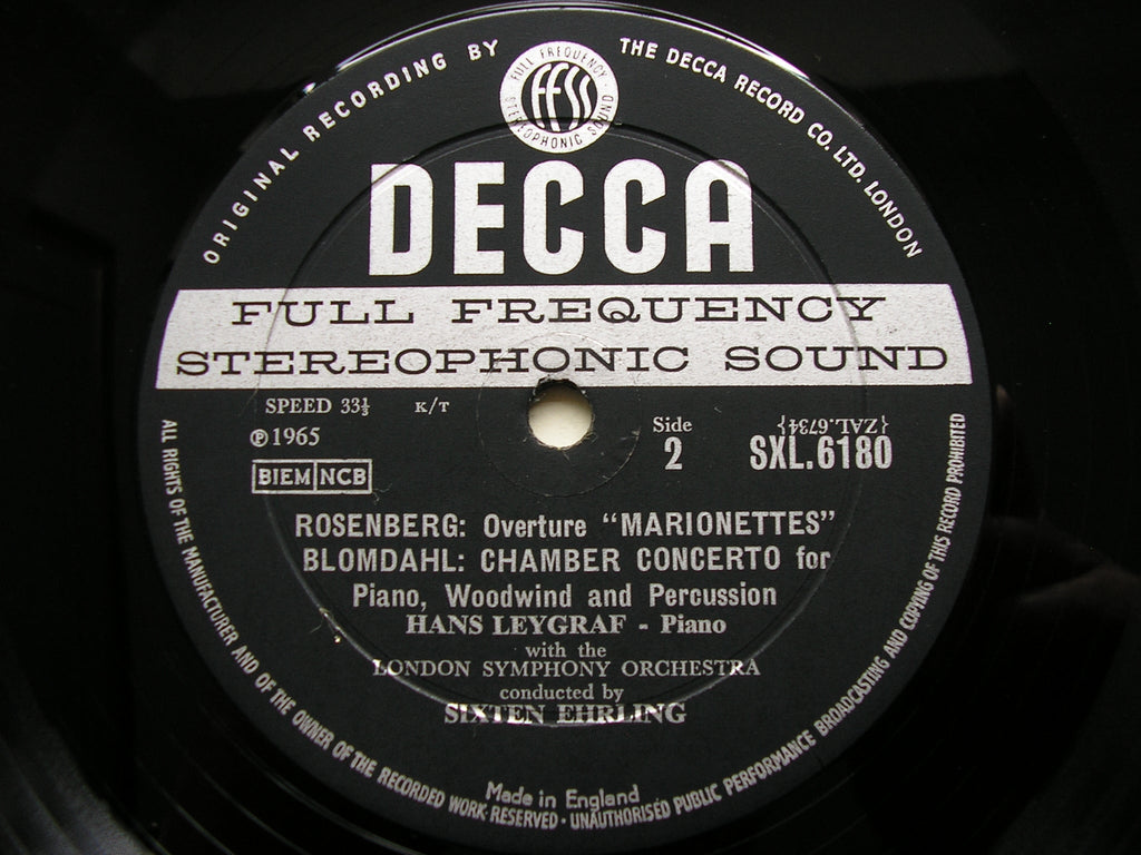 SXL 6180 LIDHOLM / ROSENBERG / BLOMDAHL: ORCHESTRAL MUSIC LEYGRAF / EHRLING / LONDON SYMPHONY