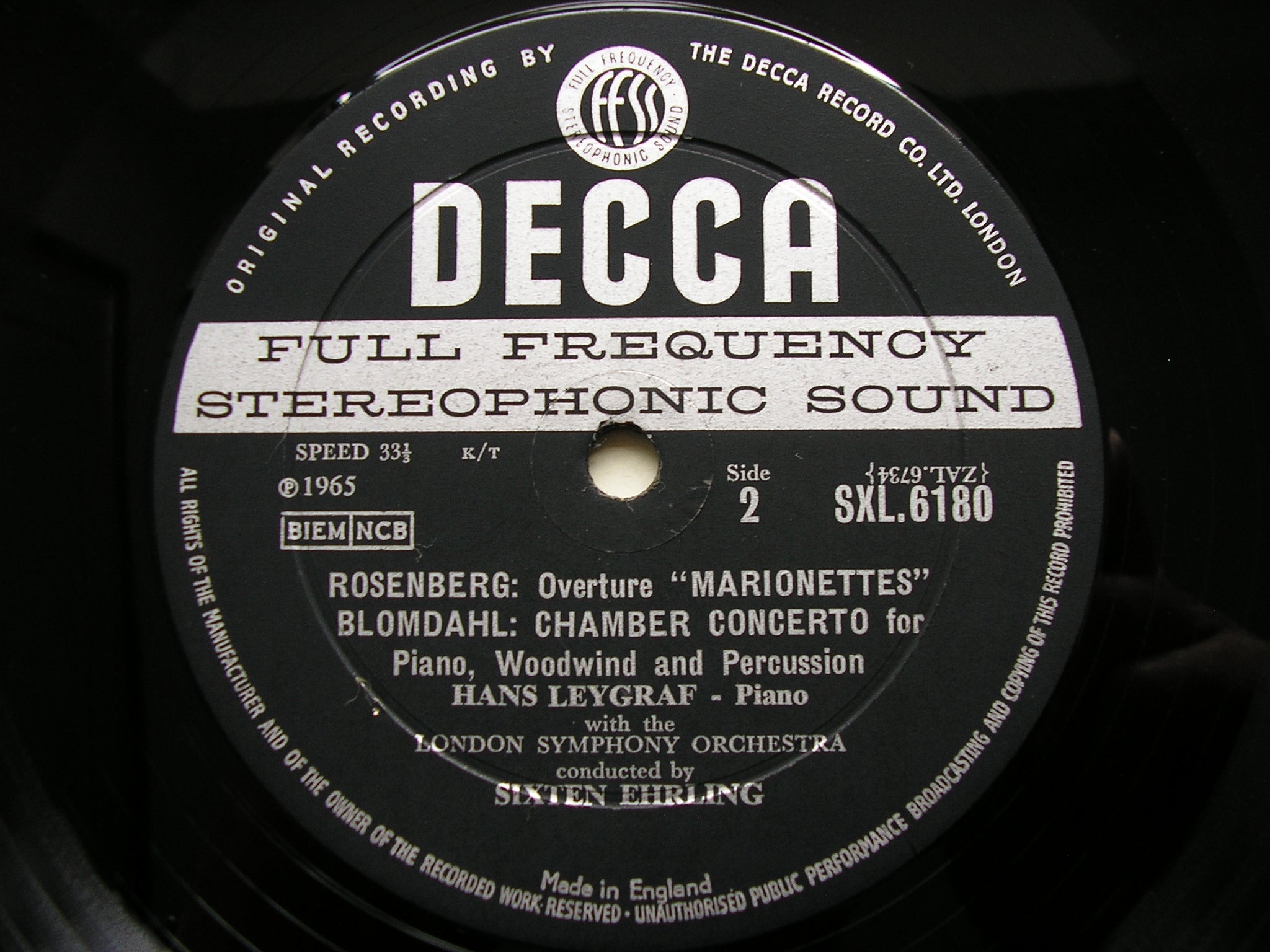 SXL 6180 LIDHOLM / ROSENBERG / BLOMDAHL: ORCHESTRAL MUSIC LEYGRAF / EHRLING / LONDON SYMPHONY