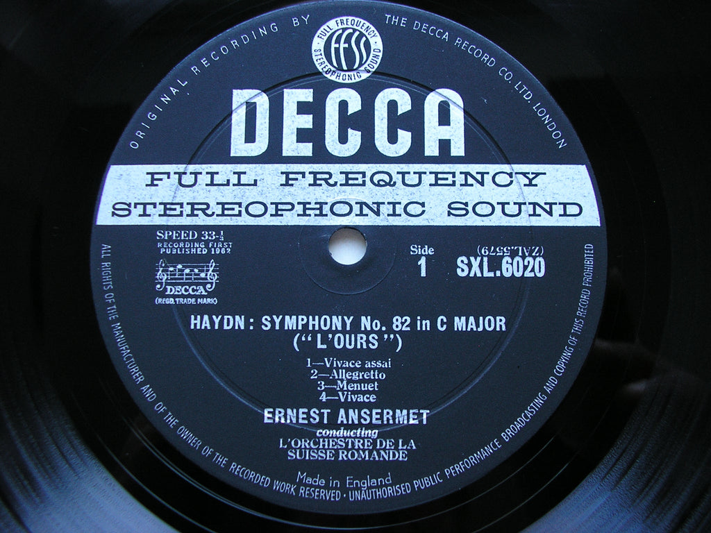 SXL 6020 HAYDN: SYMPHONIES Nos. 82 & 86 ANSERMET / SUISSE ROMANDE