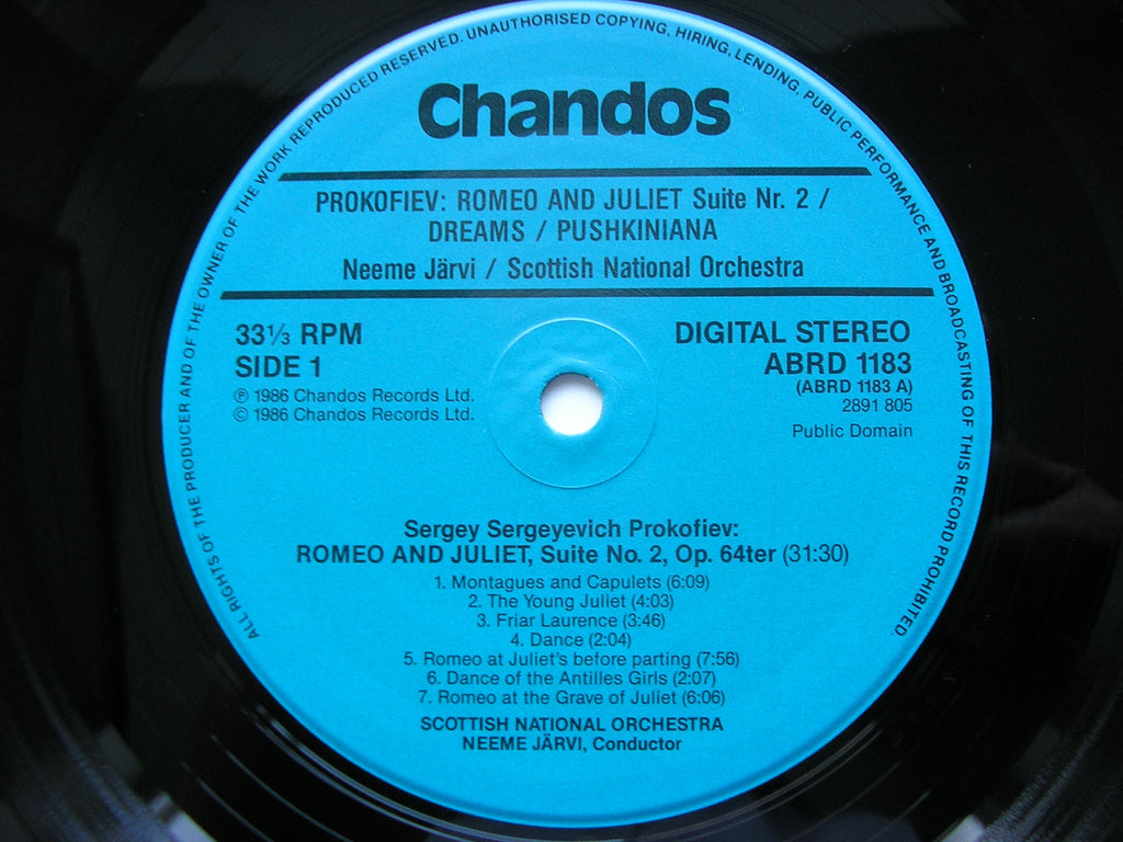 PROKOFIEV: ROMEO & JULIET Suite No. 2 / PUSHKINIANA / DREAMS     JARVI / SCOTTISH NATIONAL ORCHESTRA    ABRD 1183