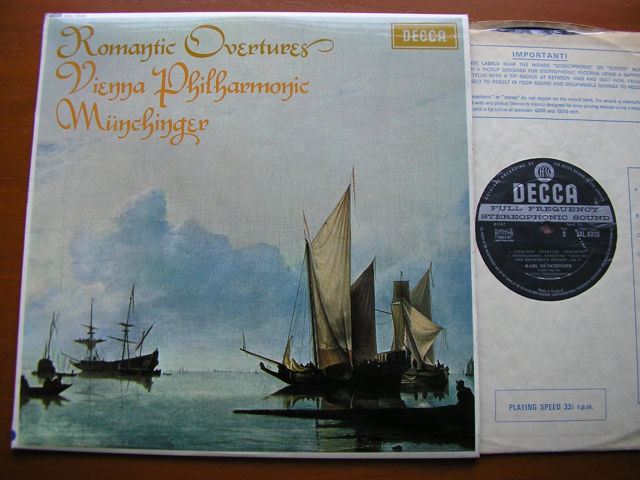 SXL 6320 ROMANTIC OVERTURES: WEBER / SCHUMANN / SCHUBERT / CHERUBINI / MENDELSSOHN MUNCHINGER / VIENNA PHILHARMONIC