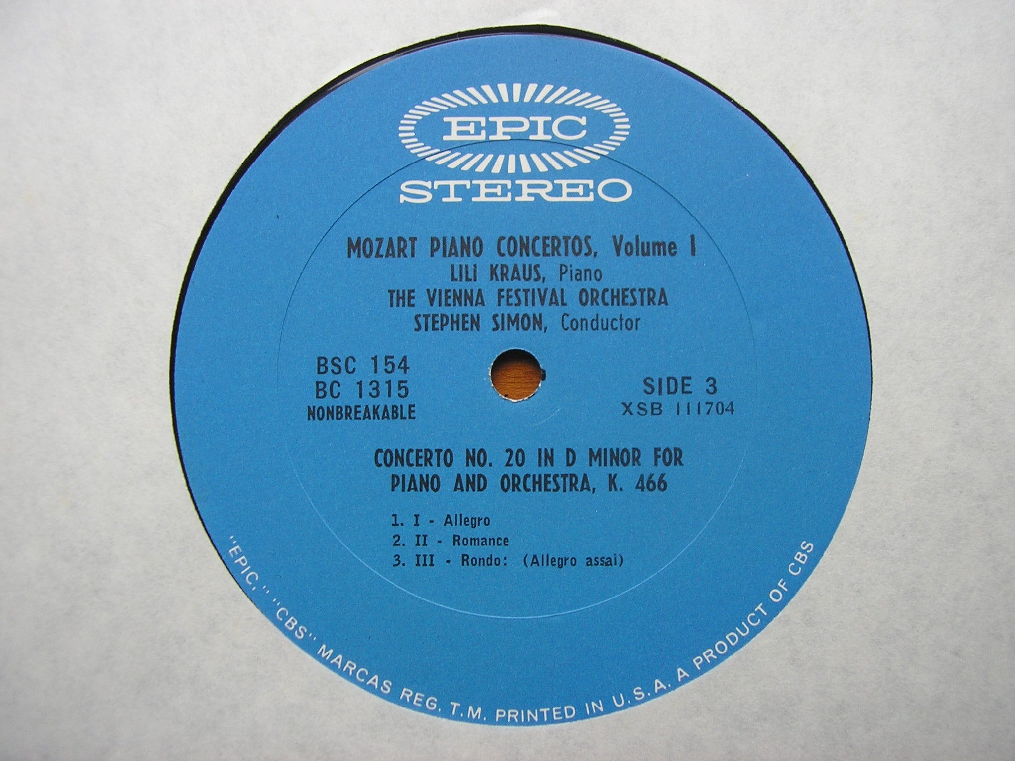 MOZART: SIX PIANO CONCERTOS      LILI KRAUS / VIENNA FESTIVAL ORCHESTRA / SIMON   3 LP     BSC 154