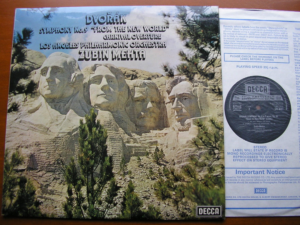 DVORAK: SYMPHONY No. 9 / CARNAVAL OVERTURE     MEHTA / LAPO     SXL 6751