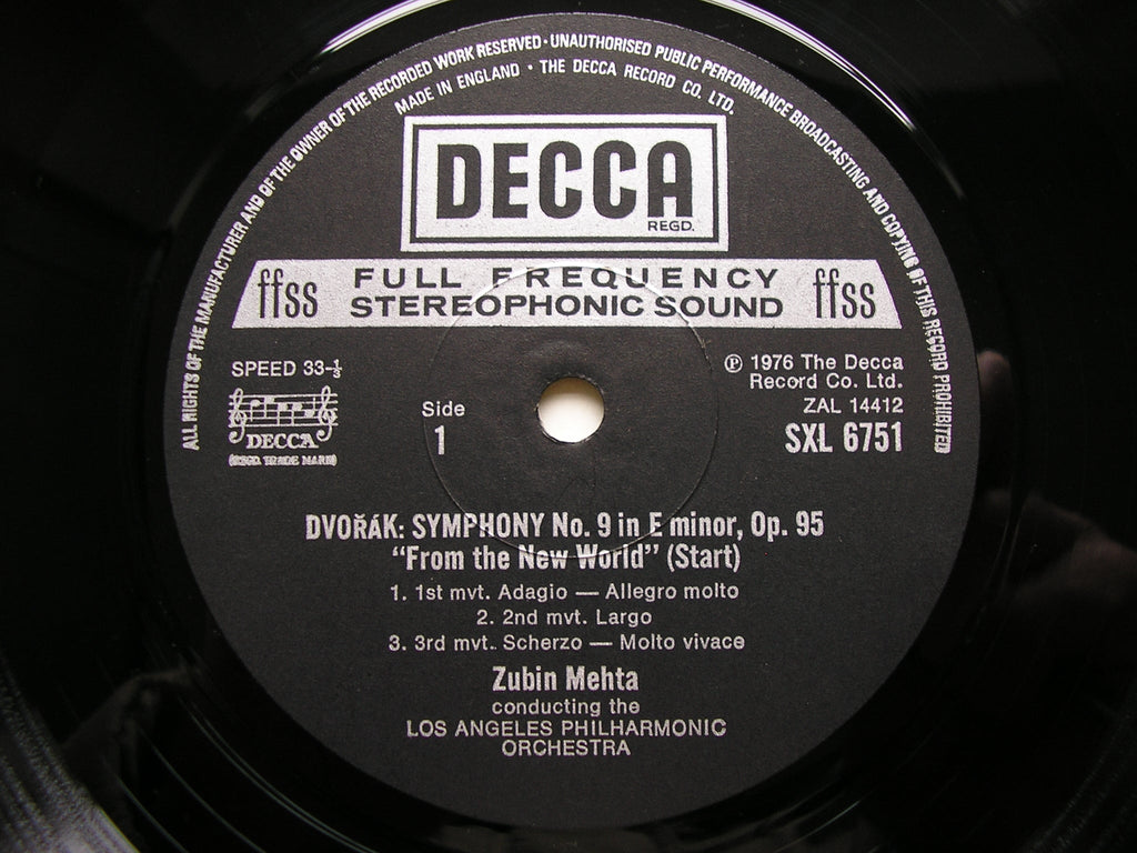 DVORAK: SYMPHONY No. 9 / CARNAVAL OVERTURE     MEHTA / LAPO     SXL 6751