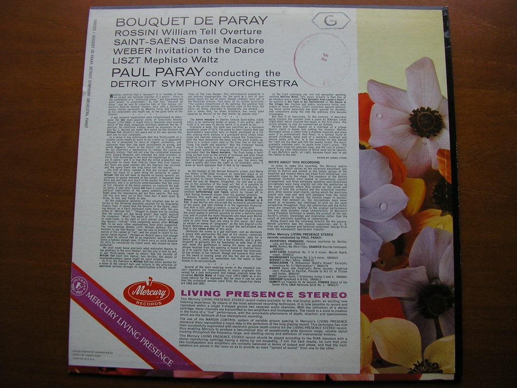 BOUQUET de PARAY: ROSSINI / WEBER / LISZT / SAINT-SAENS      PAUL PARAY / DETROIT SYMPHONY    SR 90203