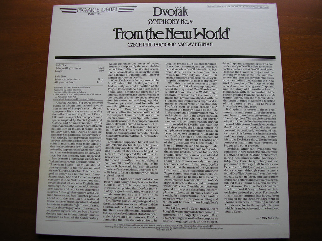 DVORAK: SYMPHONY NO. 9   NEUMAN / CZECH PHILHARMONIC   PAD 157