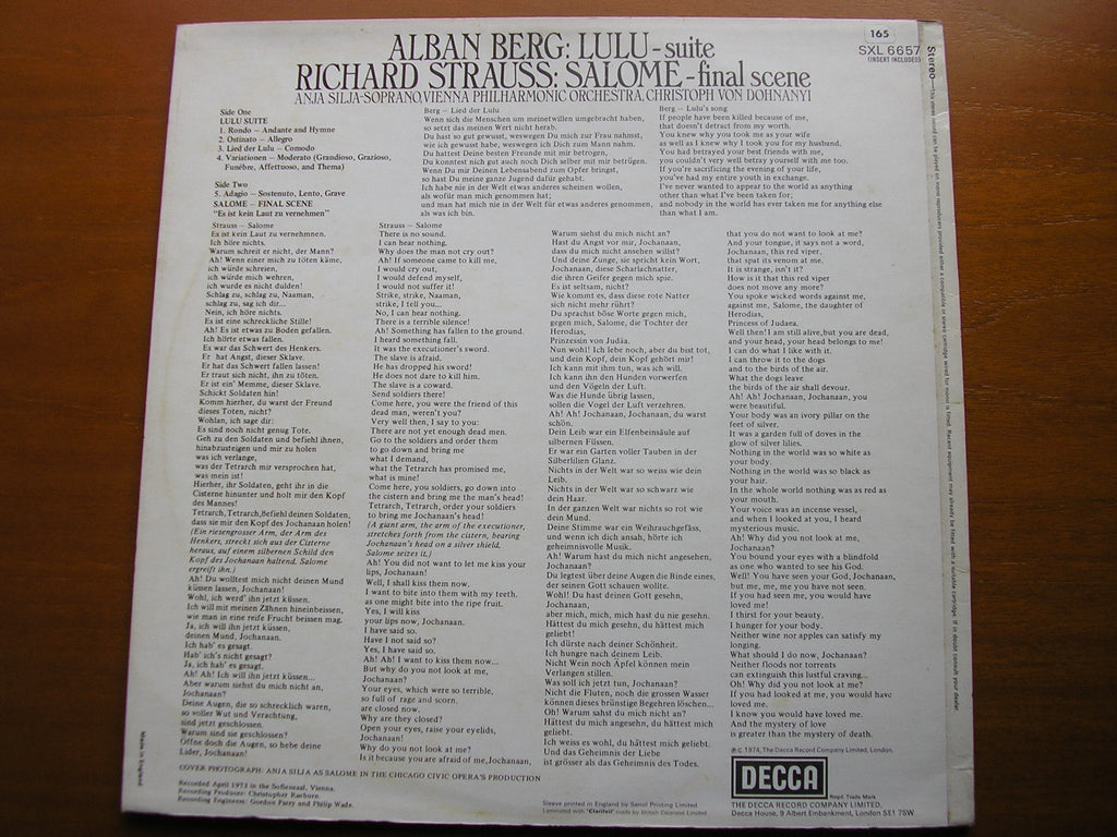 SXL 6657 BERG: LULU Suite / STRAUSS: SALOME final scene ANJA SILJA / VIENNA PHILHARMONIC / DOHNANYI
