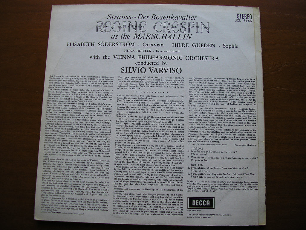 SXL 6146 STRAUSS: DER ROSENKAVALIER CRESPIN / SODERSTROM / GUEDEN / VIENNA PHILHARMONIC / VARVISO