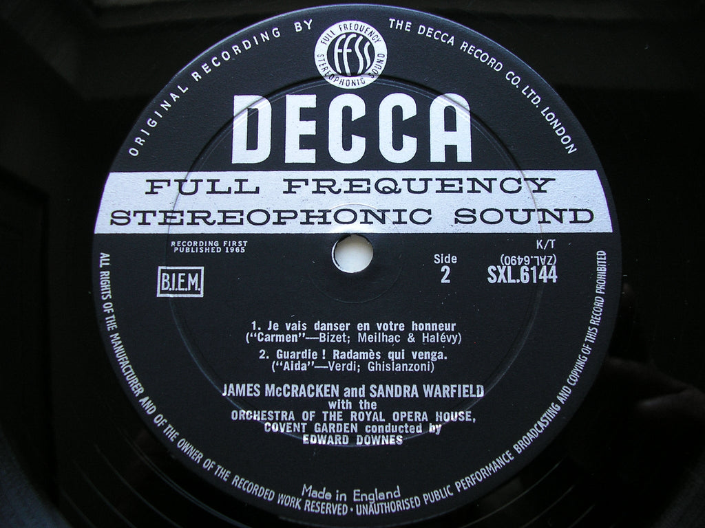 SXL 6144 DUETS OF LOVE & PASSION: BIZET / VERDI / SAINT - SAENS JAMES McCRACKEN / SANDRA WARFIELD / OROHCG / DOWNES