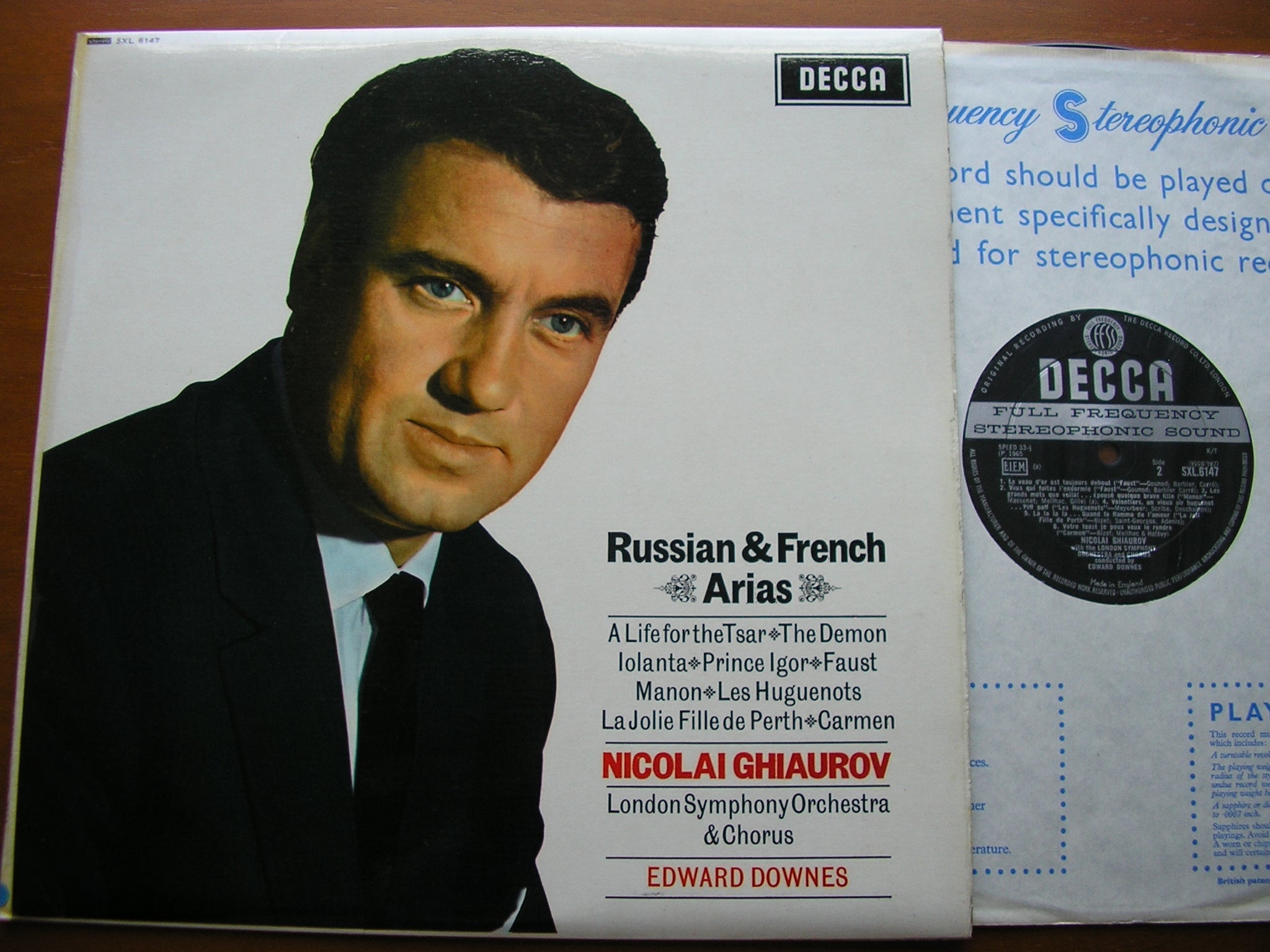 SXL 6147 RUSSIAN & FRENCH ARIAS: GLINKA / TCHAIKOVSKY / BORODIN / VERDI / BIZET / GOUNOD / MASSENET GHIAUROV / LONDON SYMPHONY / DOWNES