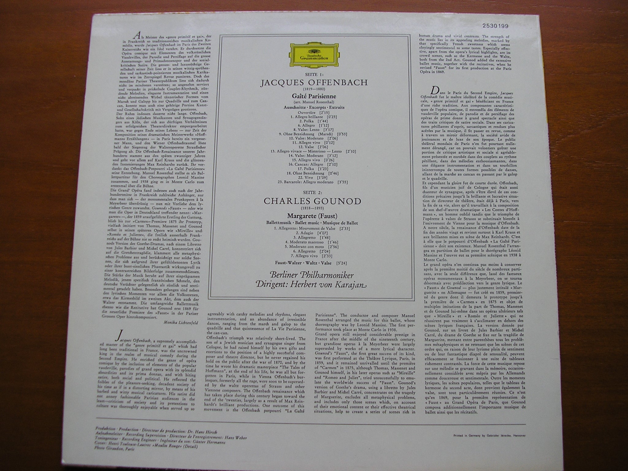 OFFENBACH: GAITE PARISIENNE / GOUNOD: FAUST Ballet Music      KARAJAN / BERLIN PHILHARMONIC      2530 199