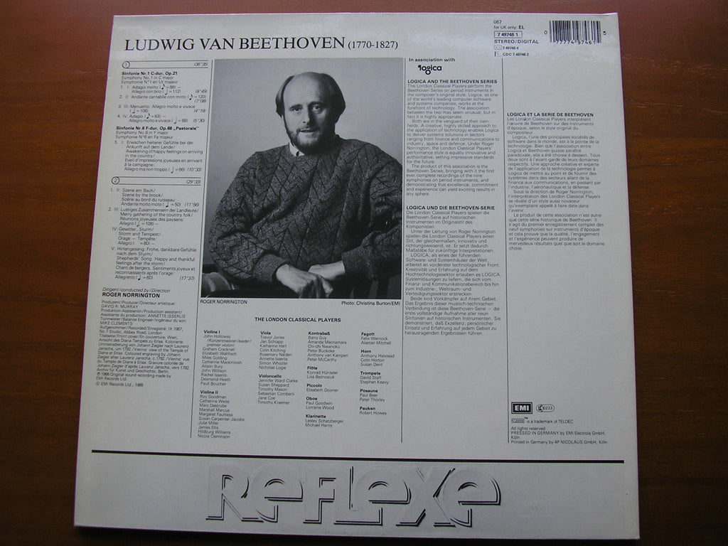 BEETHOVEN: SYMPHONIES Nos. 1 & 6     NORRINGTON / LONDON CLASSICAL PLAYERS    7 49746