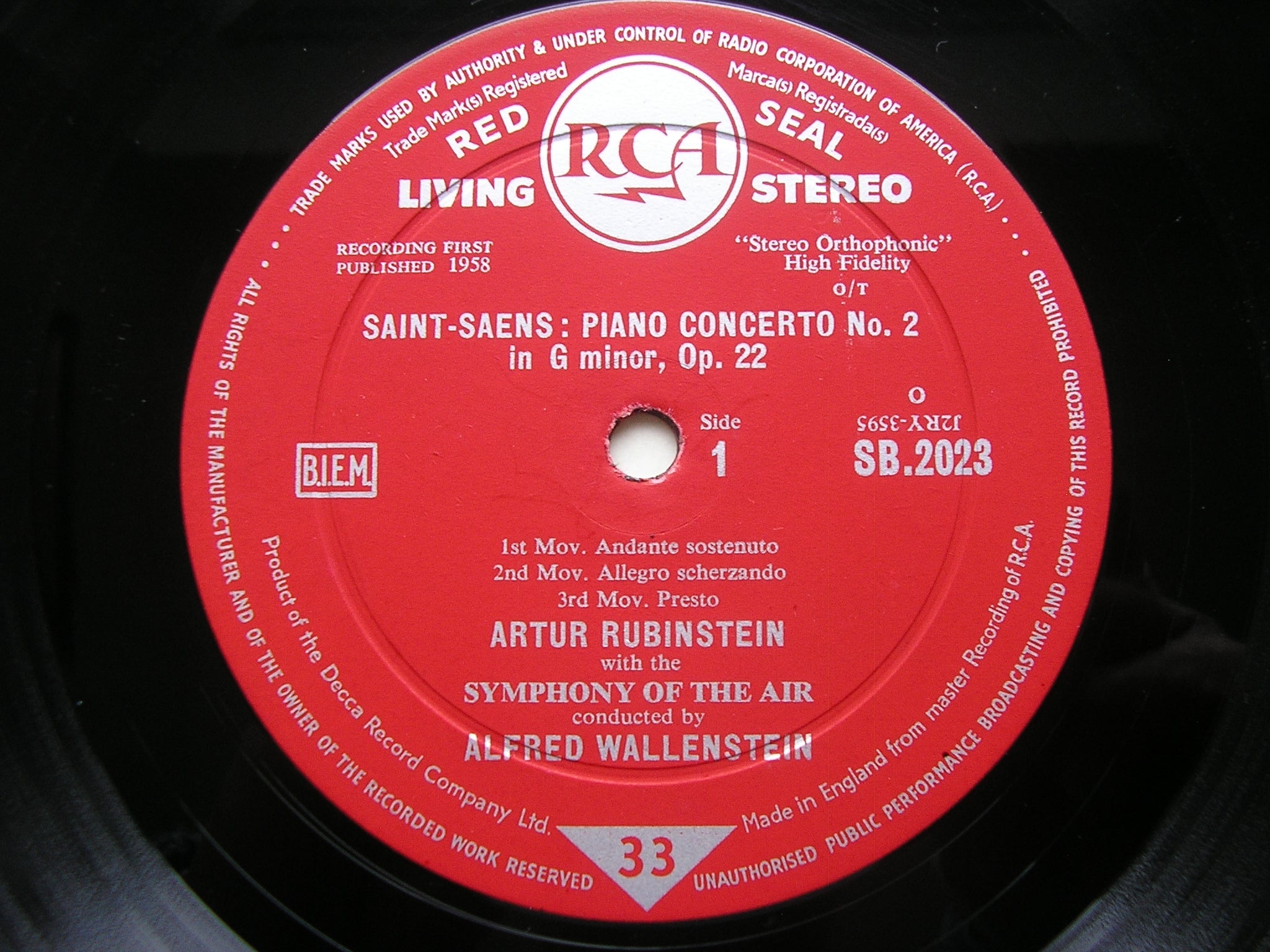 SAINT-SAENS: PIANO CONCERTO No. 2 / FRANCK: SYMPHONIC VARIATIONS   RUBINSTEIN / SYMPHONY OF THE AIR / WALLENSTEIN   SB 2023