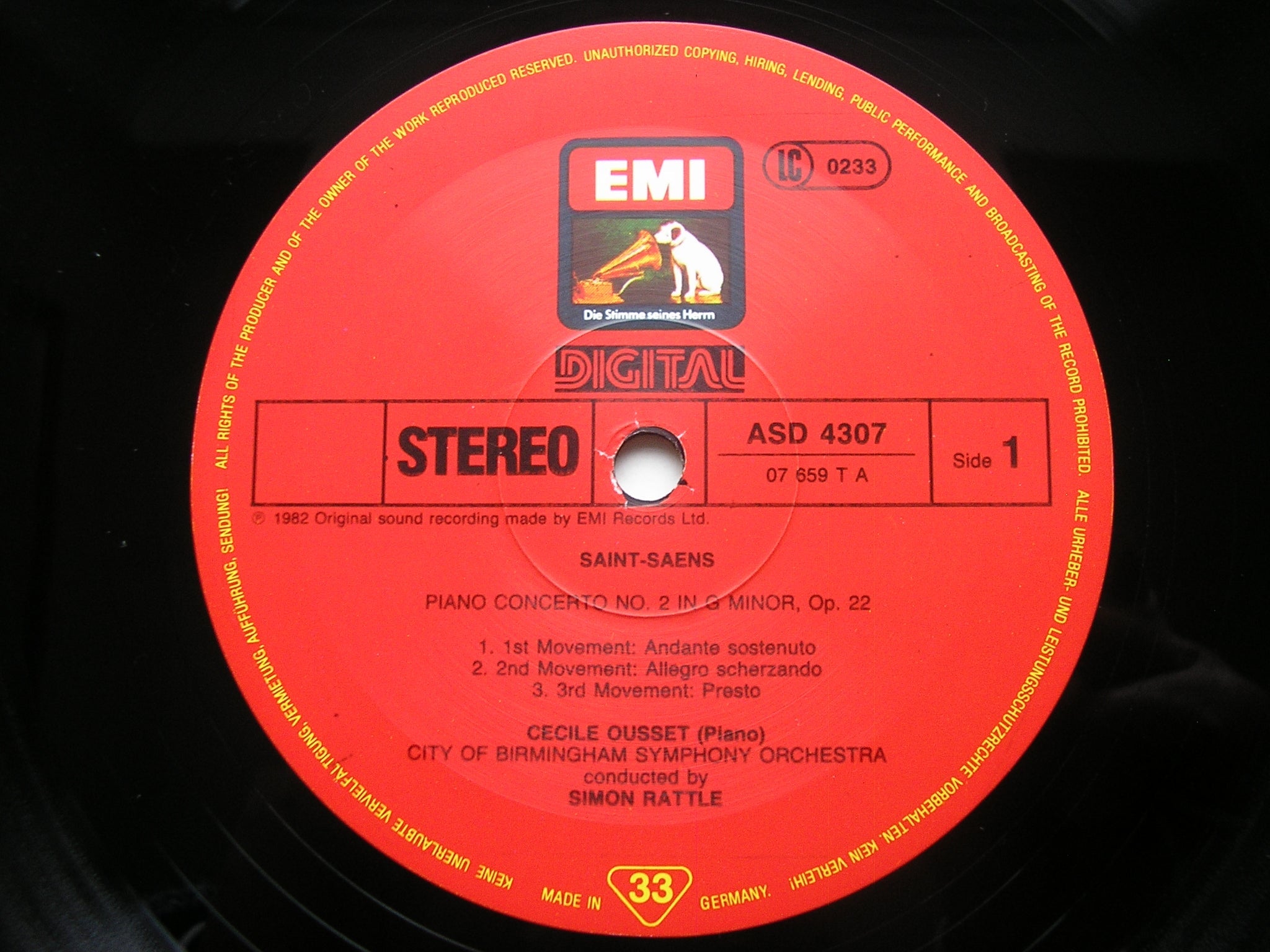 SAINT-SAENS: PIANO CONCERTO No. 2 / LISZT: PIANO CONCERTO No. 1    OUSSET / CITY OF BIRMINGHAM SYMPHONY / RATTLE     ASD 4307