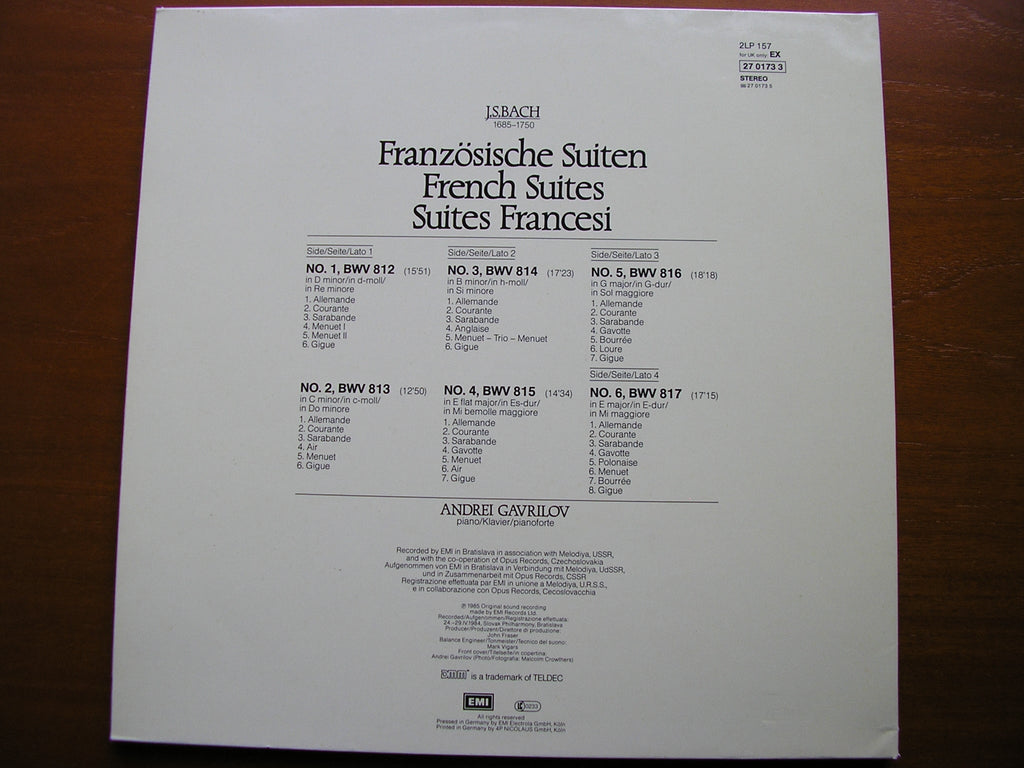 BACH: FRENCH SUITES    ANDREI GAVRILOV    EX 27 0173