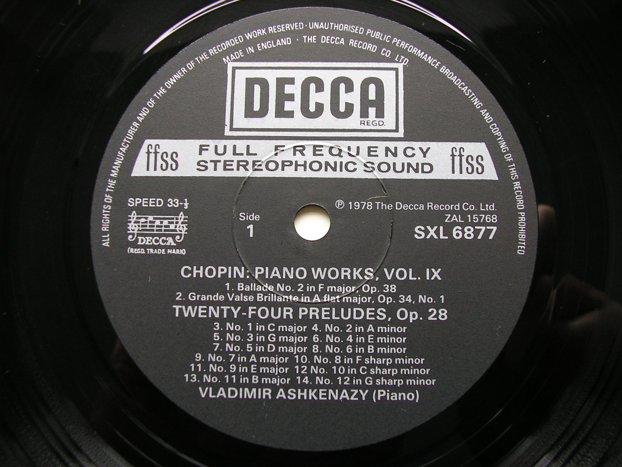 CHOPIN: COMPLETE SOLO PIANO MUSIC    ASHKENAZY   15 LP