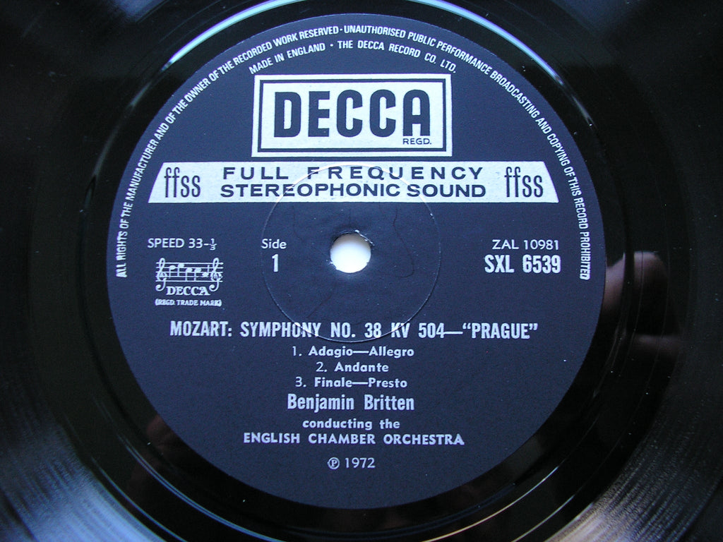 SXL 6539 MOZART: SYMPHONY No. 38 'Prague' / SCHUBERT: 'Unfinished' BRITTEN / ENGLISH CHAMBER ORCHESTRA
