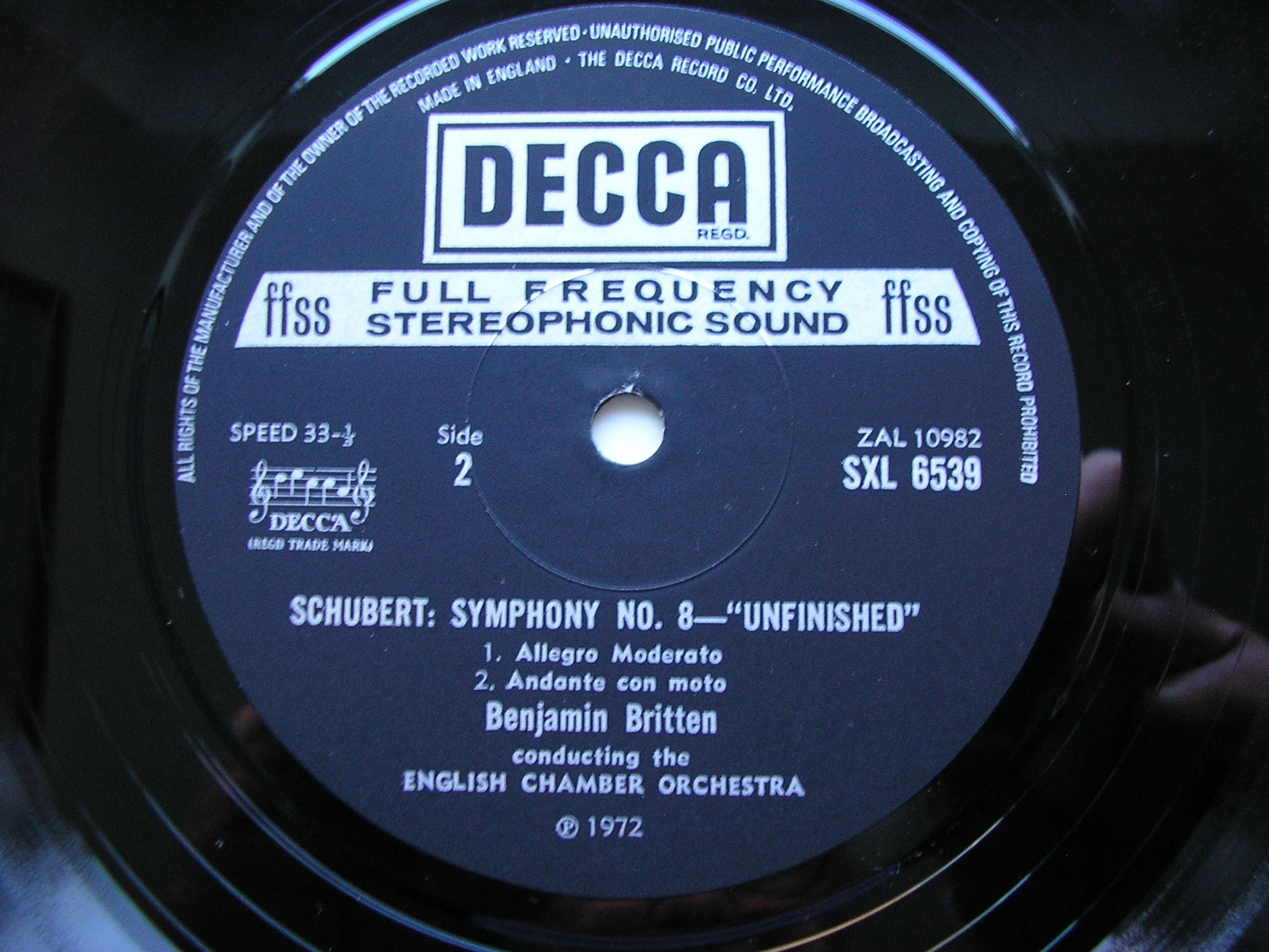 SXL 6539 MOZART: SYMPHONY No. 38 'Prague' / SCHUBERT: 'Unfinished' BRITTEN / ENGLISH CHAMBER ORCHESTRA