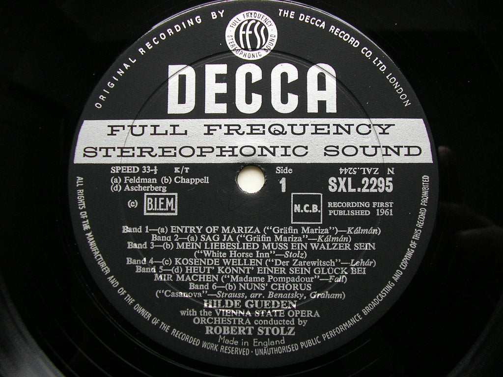 SXL 2295 OPERETTA EVERGREENS: LEHAR / STRAUSS / FALL / STOLZ / ZELLER HILDE GUEDEN / VSOO / STOLZ
