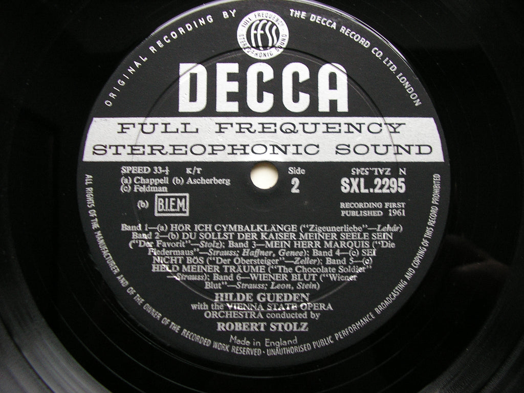 SXL 2295 OPERETTA EVERGREENS: LEHAR / STRAUSS / FALL / STOLZ / ZELLER HILDE GUEDEN / VSOO / STOLZ