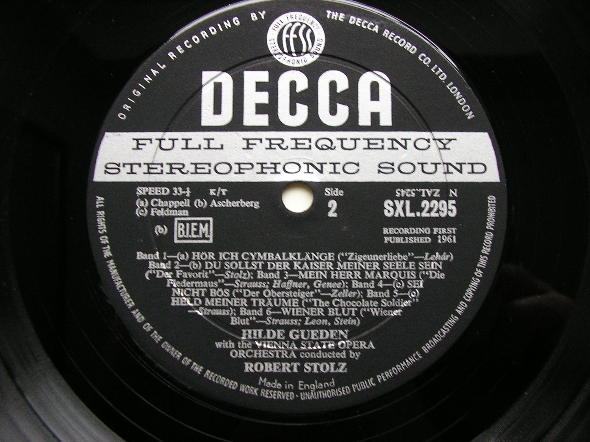 SXL 2295 OPERETTA EVERGREENS: LEHAR / STRAUSS / FALL / STOLZ / ZELLER HILDE GUEDEN / VSOO / STOLZ