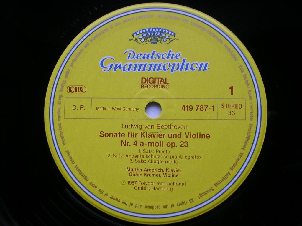 BEETHOVEN: VIOLIN SONATAS Nos. 4 & 5     GIDON KREMER / MARTHA ARGERICH      419 787