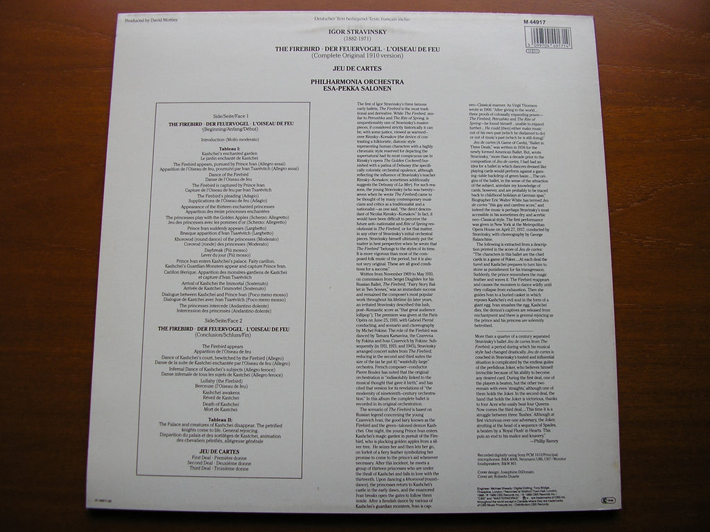 STRAVINSKY: THE FIREBIRD / JEU DE CARTES   SALONEN / PHILHARMONIA   M44917