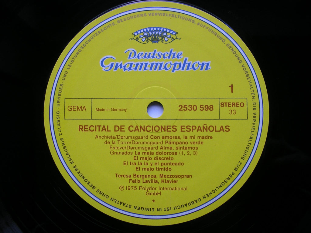 SPANISH SONGS FROM 16th to the 20th CENTURY     BERGANZA / LAVILLA    2530 598