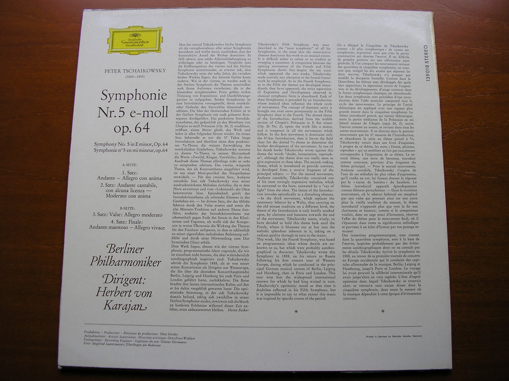 TCHAIKOVSKY: SYMPHONY No. 5     KARAJAN / BERLIN PHILHARMONIC  139 018