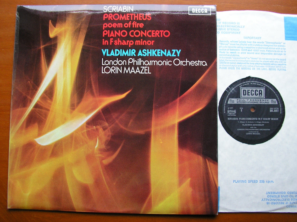 SXL 6527 SCRIABIN: PROMETHEUS - POEM OF FIRE / PIANO CONCERTO ASHKENAZY / LONDON PHILHARMONIC / LORIN MAAZEL