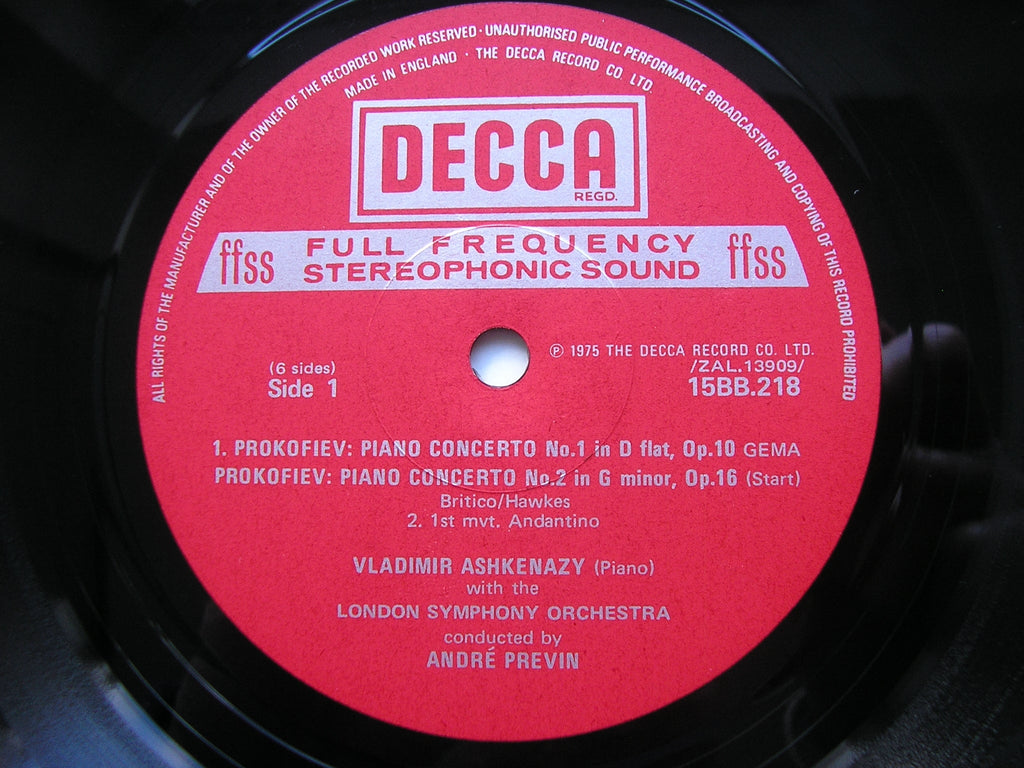 PROKOFIEV: THE FIVE PIANO CONCERTOS     ASHKENAZY / LONDON SYMPHONY / PREVIN     15BB 218-220