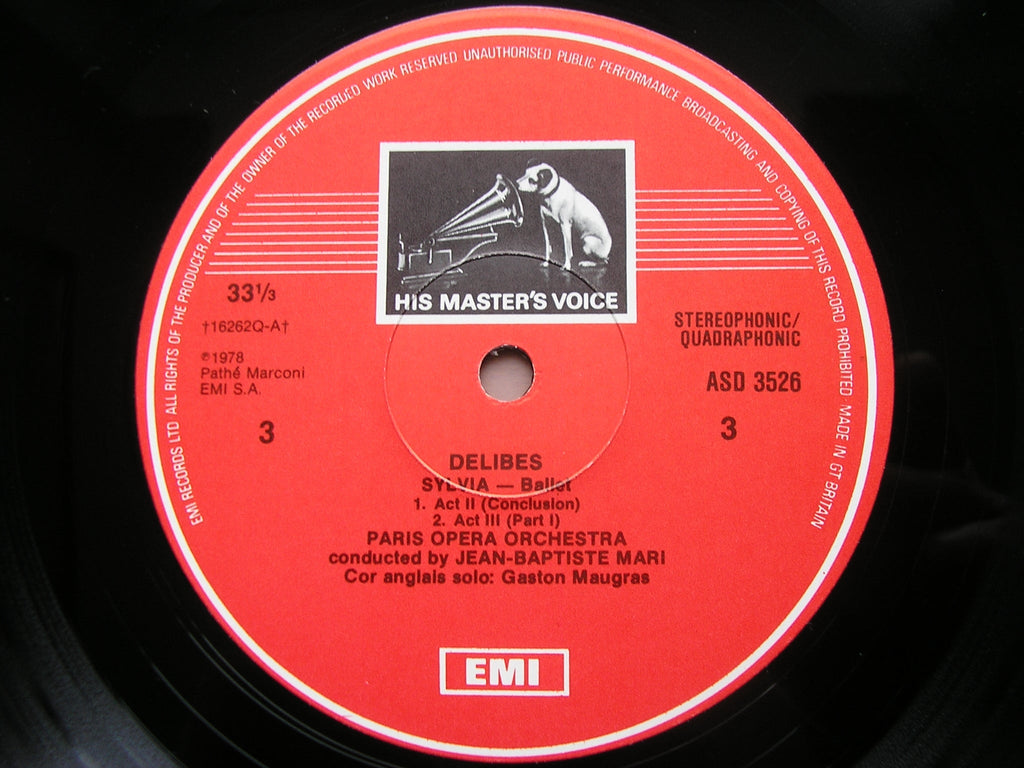 DELIBES: SYLVIA      MARI / PARIS OPERA ORCHESTRA      2LP     SLS 5126